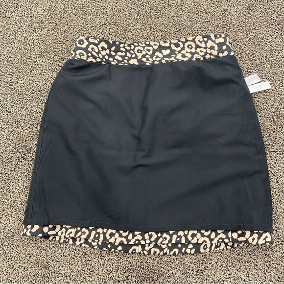 LOFT 8 Brown Animal Print Mini A-Line Skirt Pocket Y2K 90s Grunge Rockstar Retro - Picture 11 of 16